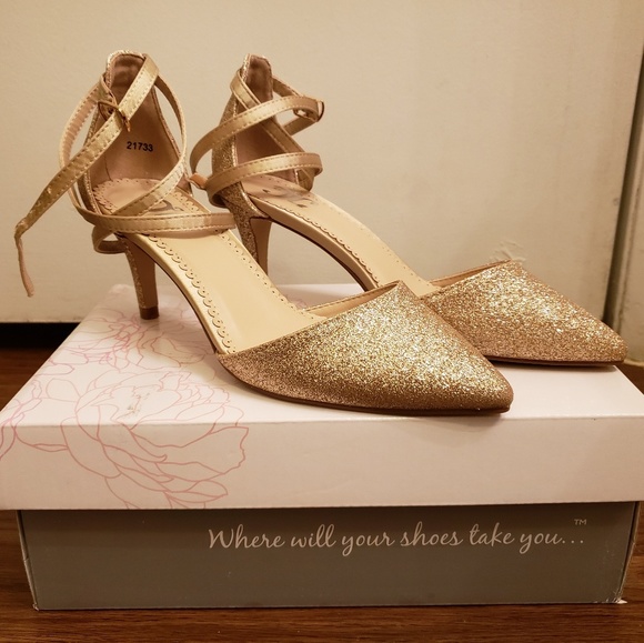 DSW Shoes Gold Glitter Heels Poshmark
